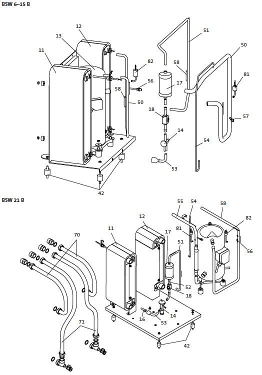 Schéma éclaté Vue Principale — Remeha BSW D 6–21 KW  (Plus de pièces détachées pour cet appareil!)
